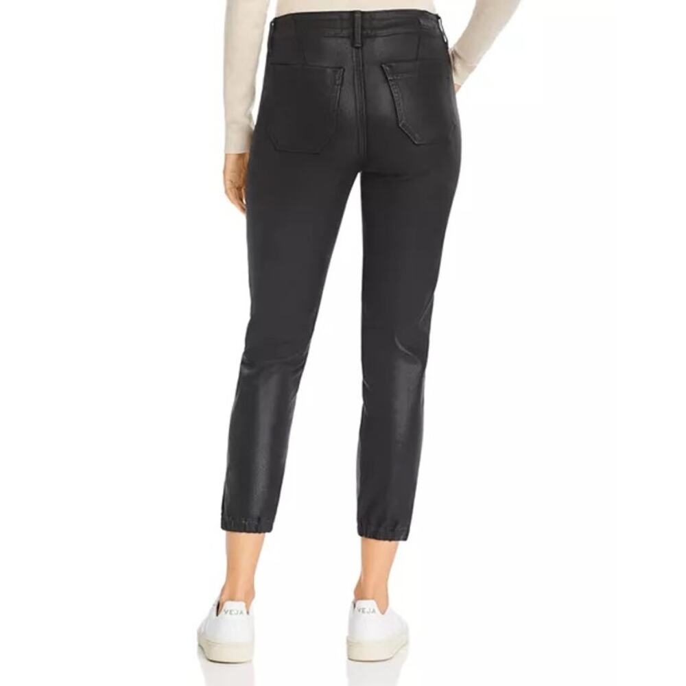 PAIGE Mayslie Cropped Ankle Coated Black Jogger Pants Size 29 Versatile Gorpcore - Picture 7 of 11